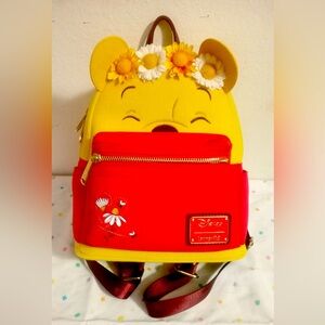Winnie the Pooh Floral Crown Flocked Loungefly Mini Backpack